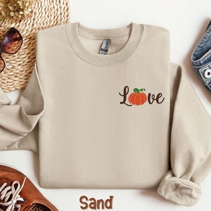 Love Thanksgiving Sweatshirt, Thanksgiving Embroidered Sweatshirt, Pumpkin Embroidered Sweatshirt, Thanksgiving Family Shirt, Pumpkin Shirt