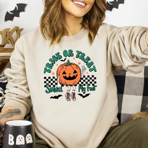 Trick Or Treat Sweatshirt, Cute Pumpkin Sweatshirt, Pumpkin Season Shirt, Halloween Sweatshirt, Halloween Woman Sweatshirt, Halloween Gift