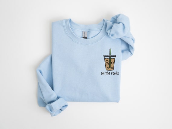 On The Rocks Embroidered Shirt, Iced Coffee Shirt, On The Rocks Coffee Shirt, Coffee Lover Embroidered Shirt, Embroidery Coffee Shirt