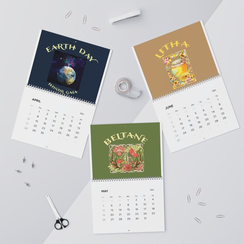 2024 Calendar, Pagan Wall Calendar, Wheel of Year, Wicca Wall Agenda