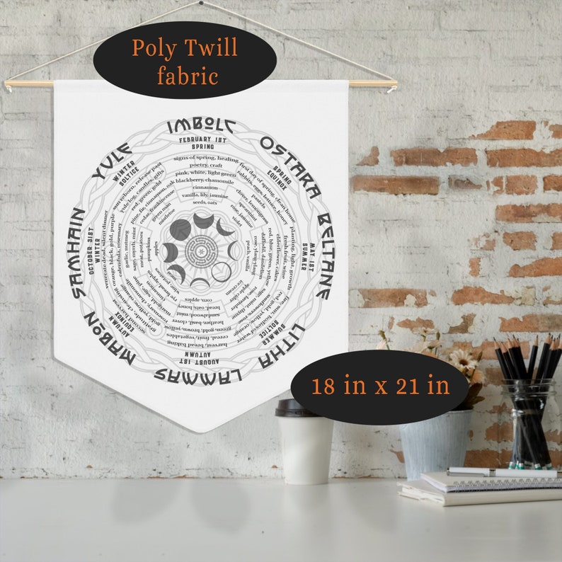 RIVEENY Wheel Of The Year Wall Hanging 12 Inch Wood Sign - Pagan Sabbats, Wiccan Calendar, Yule Altar Decor