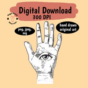 神の保護 PNG JPEG SVG、印刷可能なステッカー、デジタルダウンロード、インスタント、ハムサの手、ファティマの手、ミリアムの手、保護シンボル