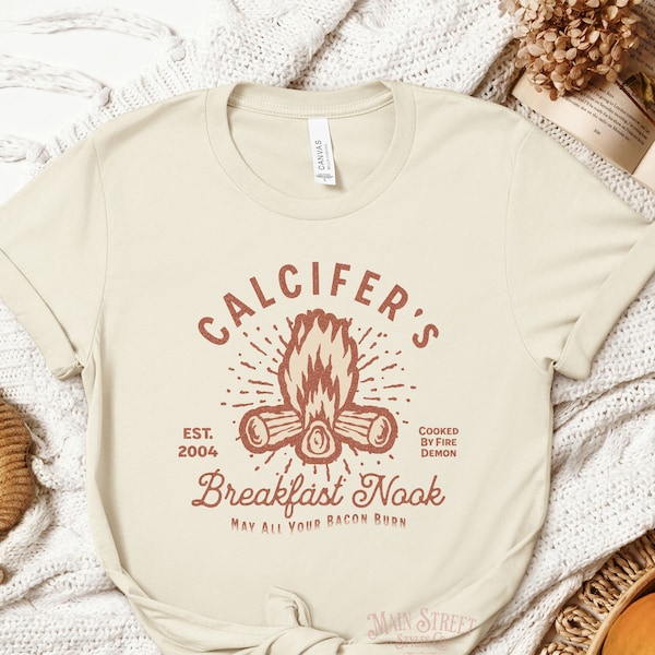 Howls Moving Castle Shirt - Calcifers Breakfast Nook Unisex Light Weight Jersey Short Sleeve T - Powerful Fire Demon-May All Your Bacon Burn