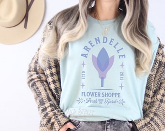 Frozen Shirt - Arendelle Flower Shoppe - Unisex Light Weight Jersey Short Sleeve Tee - Anna & Elsa - Adult Shirt - Fjord - Crocus Flower