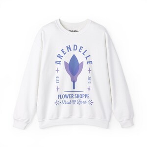 Frozen Sweatshirt Adult - Arendelle Flower Shoppe Unisex Heavy Blend™ Crewneck Sweatshirt - Frozen Pullover Sweatshirt - Anna and Elsa White