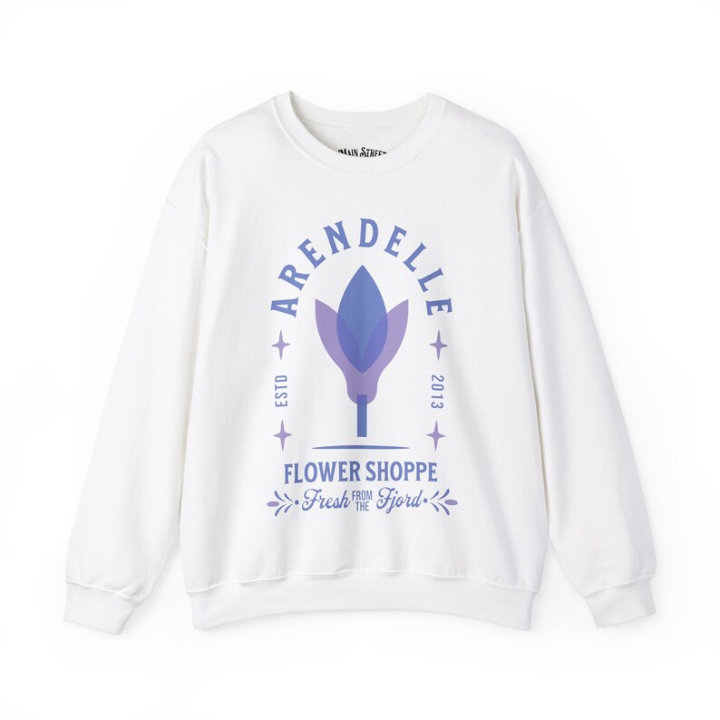 Frozen Sweatshirt Adult - Arendelle Flower Shoppe Unisex Heavy Blend™ Crewneck Sweatshirt - Frozen Pullover Sweatshirt - Anna and Elsa White