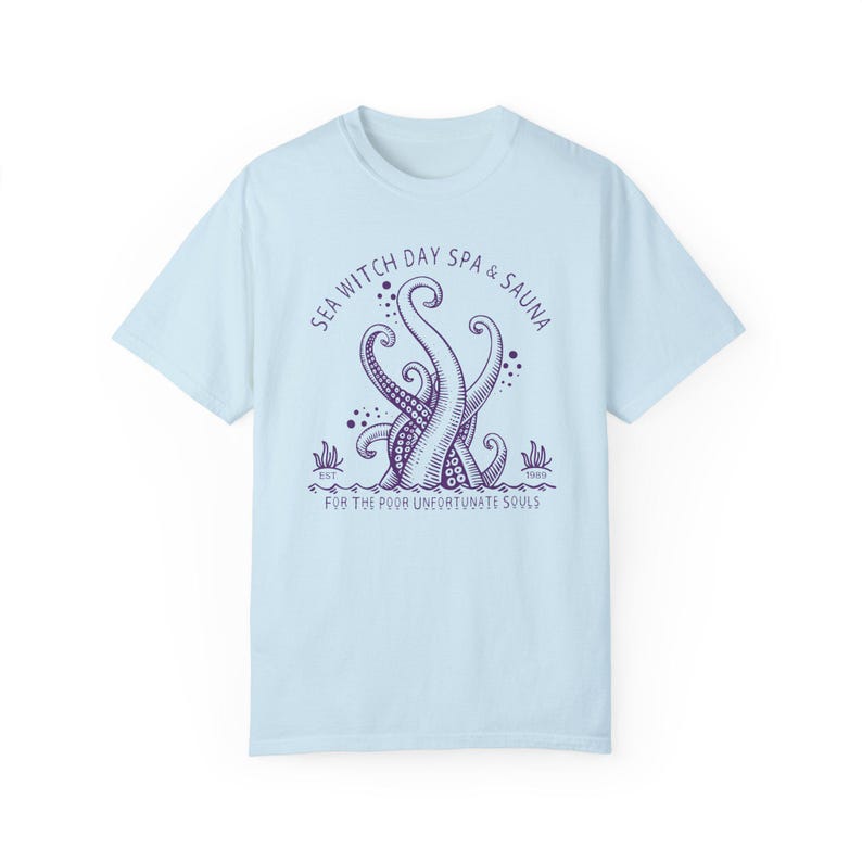 The Little Mermaid Ursula Adult Shirt, Sea Witch Day Spa & Sauna Comfort Colors Heavy Weight Cotton Unisex Tshirt, Villain Park Hopper Tee Chambray