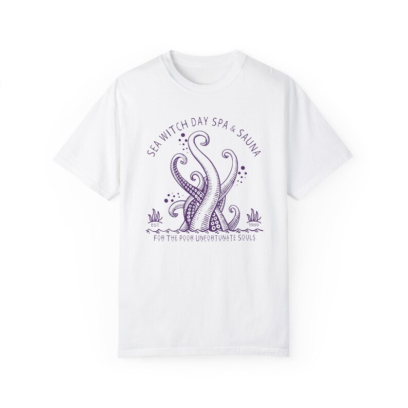 The Little Mermaid Ursula Adult Shirt, Sea Witch Day Spa & Sauna Comfort Colors Heavy Weight Cotton Unisex Tshirt, Villain Park Hopper Tee White