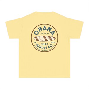 Lilo and Stitch Youth Shirt, Ohana Surf Supply Co Front & Back Print Comfort Colors Mid Weight Unisex Tee, Kids Tshirt, Park Hopper Matching Butter