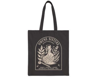 Practical Magic Owens Sisters Apothecary Cotton Canvas Tote Bag - Maria Island, MA, Potions Witchy Book Tote, Bookish Gift, Reading Tote Bag