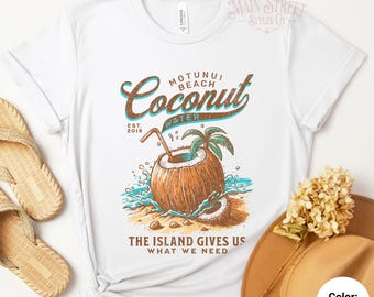 Moana Adult Shirt, Motunui Coconut Water Unisex Light Weight Short Sleeve Tee, Tropical Island Beach Ocean Waves, Epcot Park Hopper TShirt