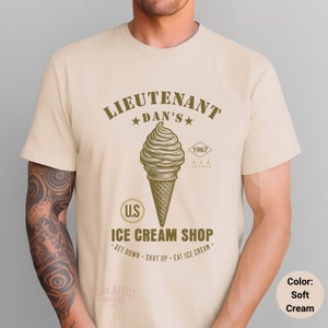 Forrest Gump Shirt Adult - Lieutenant Dan Ice Cream Light Weight Jersey Short Sleeve Tee - Military Ice Cream - 90s Movie Shirt for Him