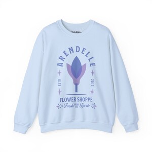 Frozen Sweatshirt Adult - Arendelle Flower Shoppe Unisex Heavy Blend™ Crewneck Sweatshirt - Frozen Pullover Sweatshirt - Anna and Elsa Light Blue