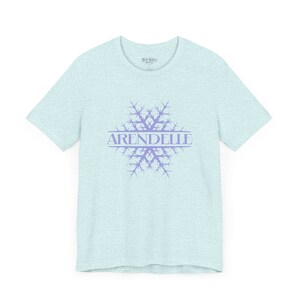 Frozen Shirt for Adults - Arendelle Snowflake T Shirt Unisex Light Weight Jersey Short Sleeve Tee - Anna Elsa Princess Gift - Snowflake Heather Prism Ice Blue