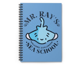 Finding Nemo Journal - Mr. Ray's Sea School Blank Lined Spiral Notebook - Welcome Explorers - Sting Ray - Ocean Gift - Gift for Teachers