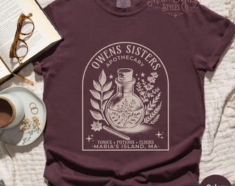 Practical Magic Shirt, Owens Sisters Apothecary Comfort Colors Heavy Weight Cotton Unisex Tshirt, Potion Tonic Elixirs, Witchy Halloween Tee