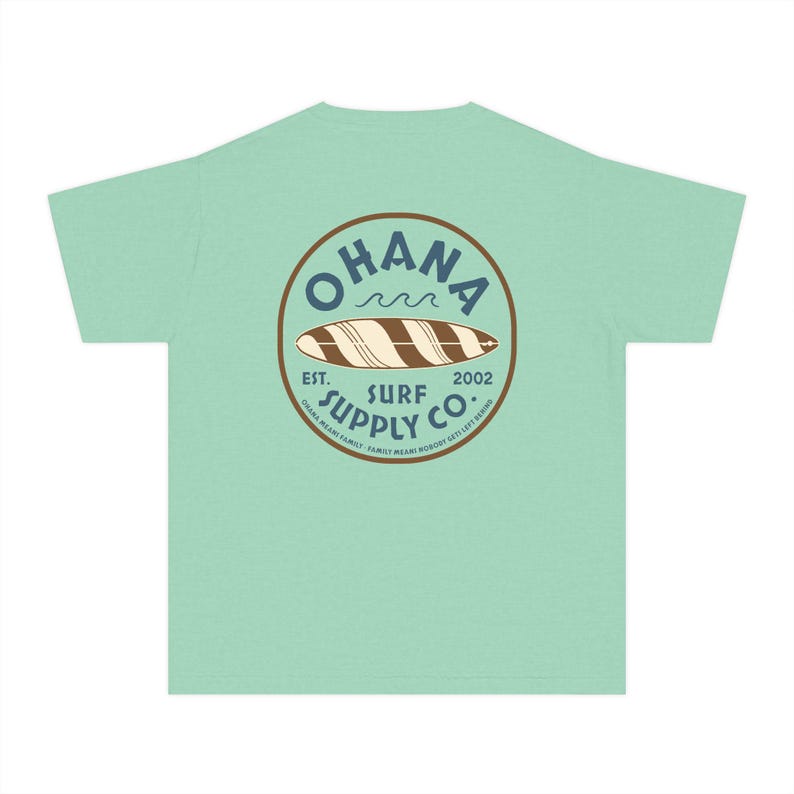 Lilo and Stitch Youth Shirt, Ohana Surf Supply Co Front & Back Print Comfort Colors Mid Weight Unisex Tee, Kids Tshirt, Park Hopper Matching Island Reef