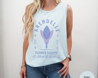 Frozen Inspired Tank Top, Arendelle Flower Shoppe Unisex Garment-Dyed Adult Tank Top, Fjord Crocus Flower, Anna and Elsa, Park Hopper Shirt