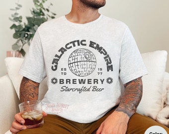 Star Wars Galactic Empire Brewery Shirt - Deathstar Starcrafted Beer Unisex Light Weight Jersey Short Sleeve Tee - Dark Side - Darth Vader