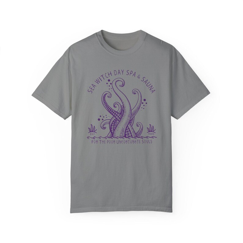 The Little Mermaid Ursula Adult Shirt, Sea Witch Day Spa & Sauna Comfort Colors Heavy Weight Cotton Unisex Tshirt, Villain Park Hopper Tee Granite