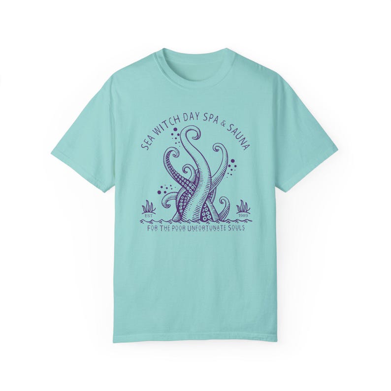 The Little Mermaid Ursula Adult Shirt, Sea Witch Day Spa & Sauna Comfort Colors Heavy Weight Cotton Unisex Tshirt, Villain Park Hopper Tee Chalky Mint