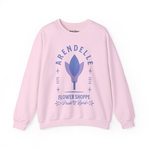 Frozen Sweatshirt Adult - Arendelle Flower Shoppe Unisex Heavy Blend™ Crewneck Sweatshirt - Frozen Pullover Sweatshirt - Anna and Elsa Light Pink