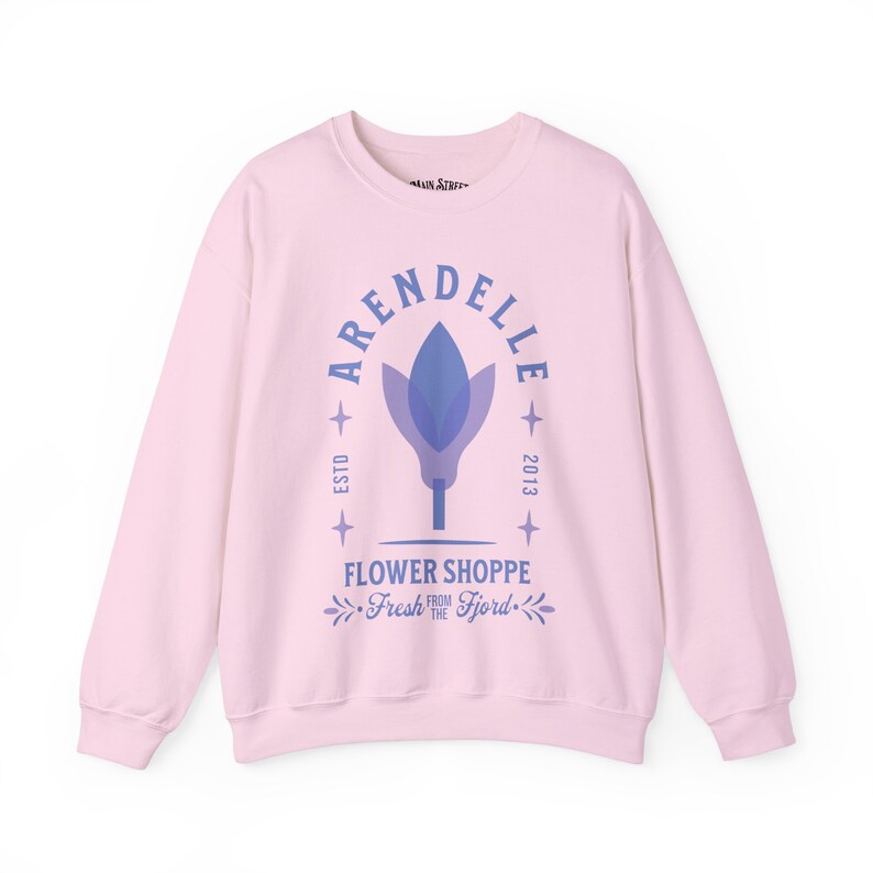 Frozen Sweatshirt Adult - Arendelle Flower Shoppe Unisex Heavy Blend™ Crewneck Sweatshirt - Frozen Pullover Sweatshirt - Anna and Elsa Light Pink