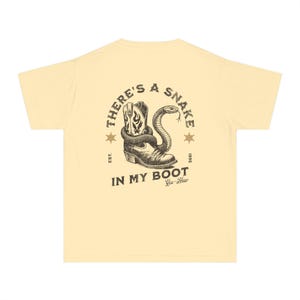 Toy Story Youth Shirt, There's A Snake In My Boot Front & Back Print Comfort Colors Mid-Weight Unisex Tee, Woody Park Hopper Shirt for Kids Butter