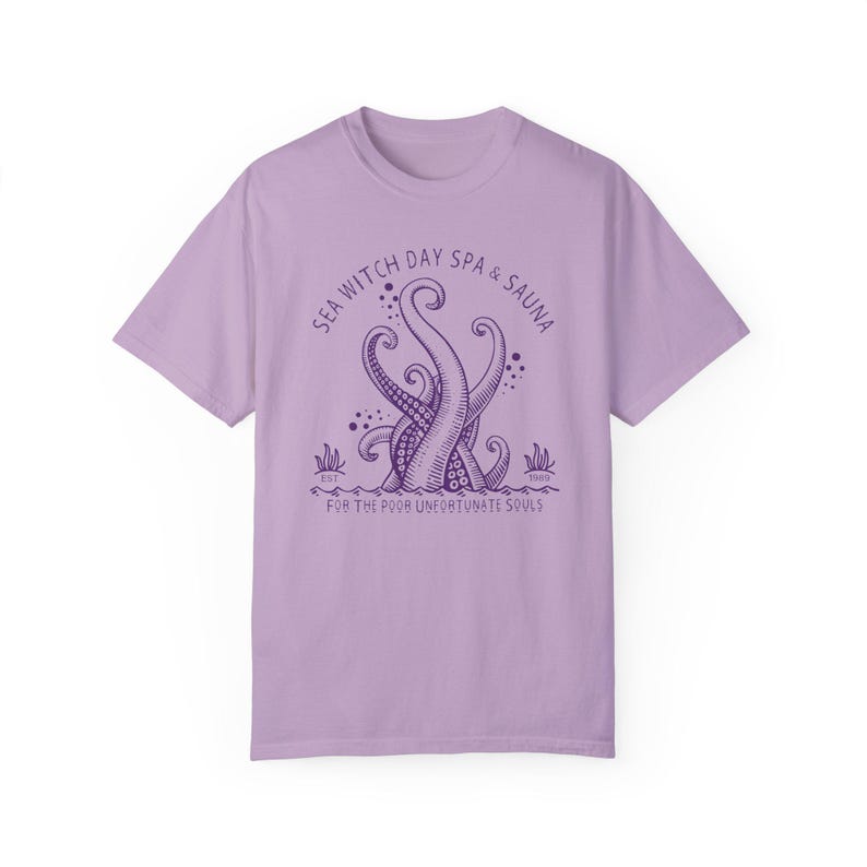 The Little Mermaid Ursula Adult Shirt, Sea Witch Day Spa & Sauna Comfort Colors Heavy Weight Cotton Unisex Tshirt, Villain Park Hopper Tee Orchid