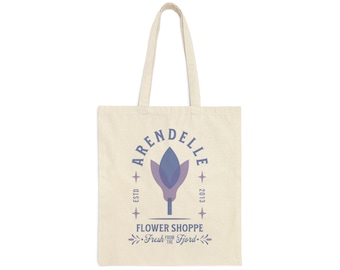 Frozen Cotton Canvas Tote Bag - Arendelle Flower Shoppe Market Bag - Crocus Flower - Frozen Gift - Book Tote Bag - Anna & Elsa Gift - Fjord