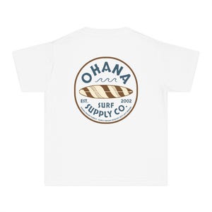 Lilo and Stitch Youth Shirt, Ohana Surf Supply Co Front & Back Print Comfort Colors Mid Weight Unisex Tee, Kids Tshirt, Park Hopper Matching White