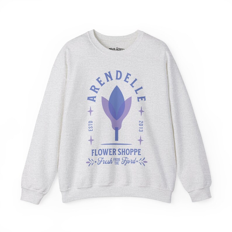 Frozen Sweatshirt Adult - Arendelle Flower Shoppe Unisex Heavy Blend™ Crewneck Sweatshirt - Frozen Pullover Sweatshirt - Anna and Elsa Ash