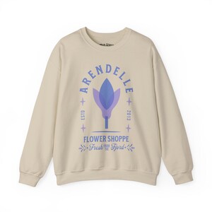 Frozen Sweatshirt Adult - Arendelle Flower Shoppe Unisex Heavy Blend™ Crewneck Sweatshirt - Frozen Pullover Sweatshirt - Anna and Elsa Sand