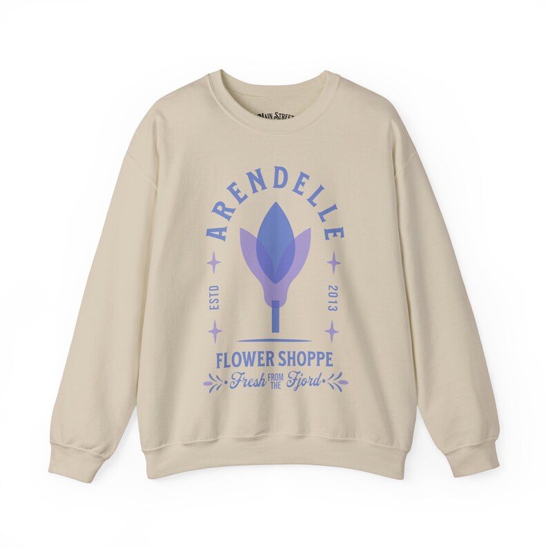 Frozen Sweatshirt Adult - Arendelle Flower Shoppe Unisex Heavy Blend™ Crewneck Sweatshirt - Frozen Pullover Sweatshirt - Anna and Elsa Sand