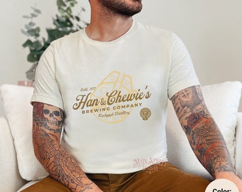 Star Wars Shirt - Han & Chewies Brewing - Millennium Falcon Unisex Light Weight Jersey Short Sleeve Tee - Rebel Alliance - Galaxys Edge
