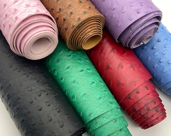 Ostrich Faux Leather Vinyl Roll 12x53inch Textured Synthetic Crafts Fabric for Leather Keychains Purse Wallets Making Upholstery Decoration