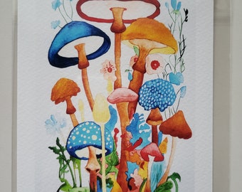 Mushrooms - Layflat Frameable Giclee Art Print - 5x7