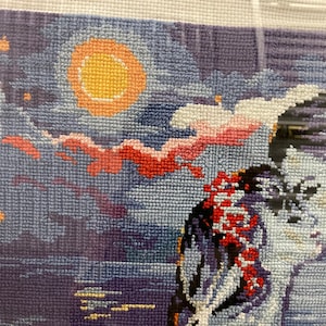 Cross-stitch Completed Work, Dating Couple on a Beautiful Evening image 5