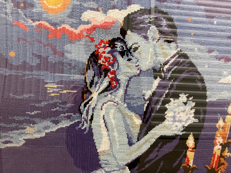 Cross-stitch Completed Work, Dating Couple on a Beautiful Evening image 9