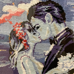 Cross-stitch Completed Work, Dating Couple on a Beautiful Evening image 2