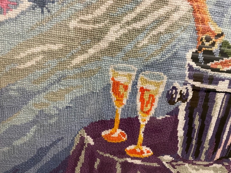 Cross-stitch Completed Work, Dating Couple on a Beautiful Evening image 8