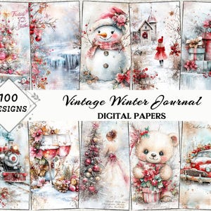 Vintage Winter Journal Papers | Christmas Scrapbook Printables | Festive Holiday Ephemera Kit | Snowy Landscape & Neutral Wall Art Gift
