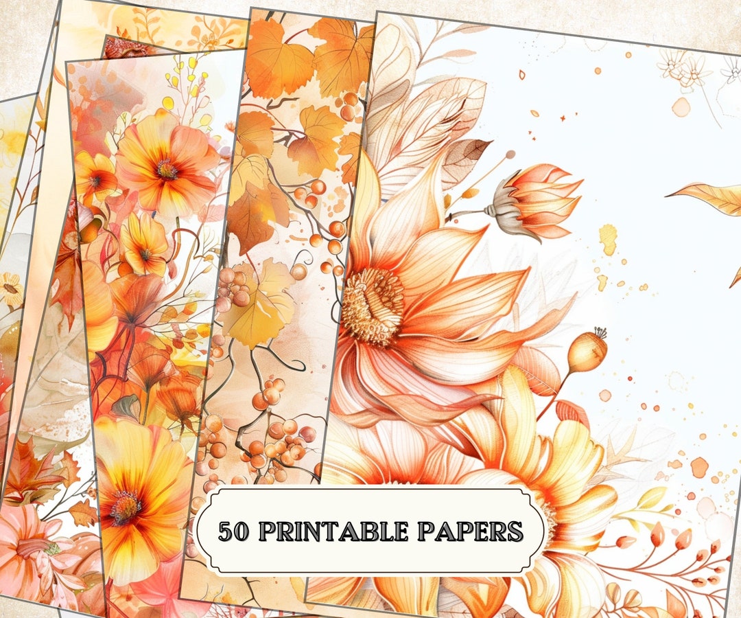 Watercolor Autumn Junk Journal Pages Bundle | Pumpkin, Grapes & Flowers ...