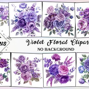 Fioletowy kwiatowy clipart, gorące różowe kwiaty PNG, żywe kwiaty, fioletowy kwiatowy ślubny clipart, akwarelowy kwiatowy clipart, piwonie i róże