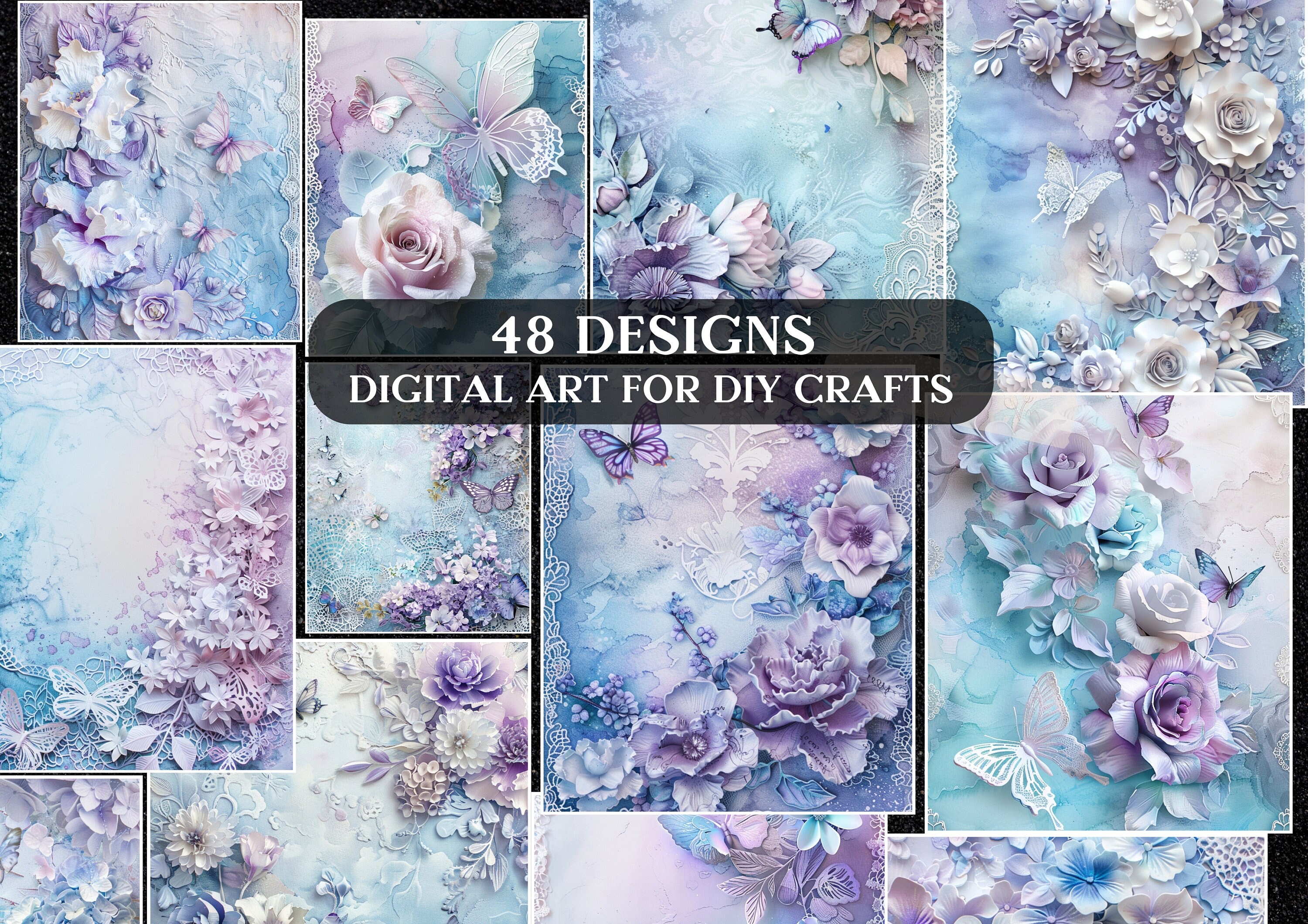 Floral Blue Junk Journal Kit | Flower Journal Printable | Junk Journal ...