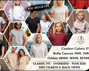 Whole Shop Bundle Clothing All-Access Pass | Bella Canvas 3001 Bundle | Gildan 18000 Bundle | Shirt Mockup Bundle | Hoodie Mockup Bundle