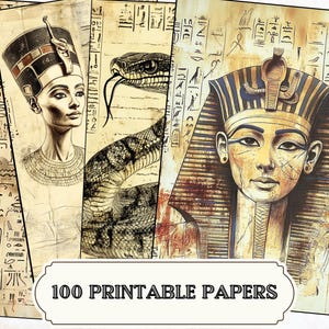Księga Umarłych Vintage Journal Pages | Egipskie hieroglificzne efemerydy do dzienników śmieciowych, scrapbookingu i rzemiosła | Zestaw cyfrowy do druku