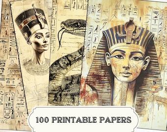 Book of the Dead Vintage Journal Pages | Egyptian Hieroglyphic Ephemera for Junk Journals, Scrapbooking & Crafts | Printable Digital Bundle