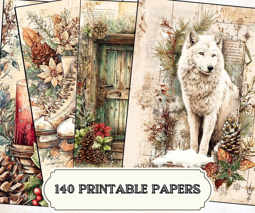 Cozy Winter Junk Journal Kit | Vintage Winter Printable Papers ...