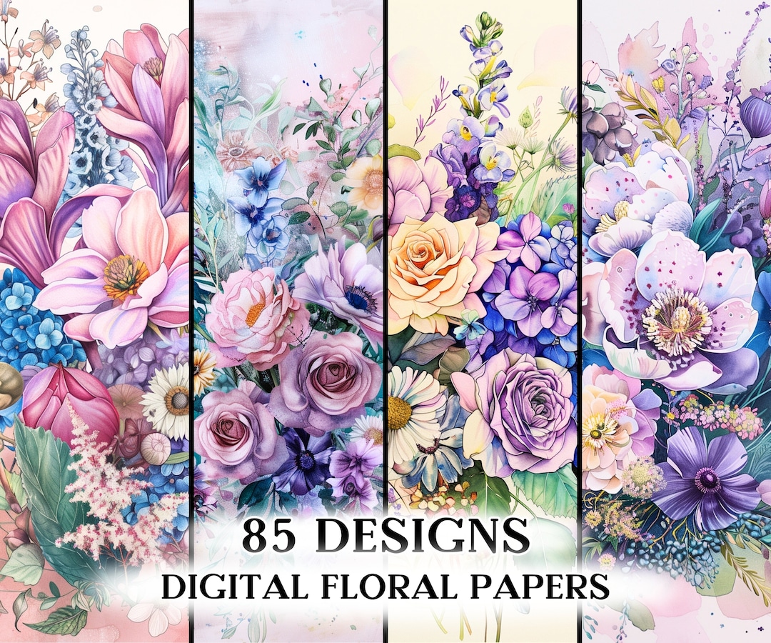 Flowers Junk Journal Pages, Floral Scrapbooking Kit, Printable Paper ...